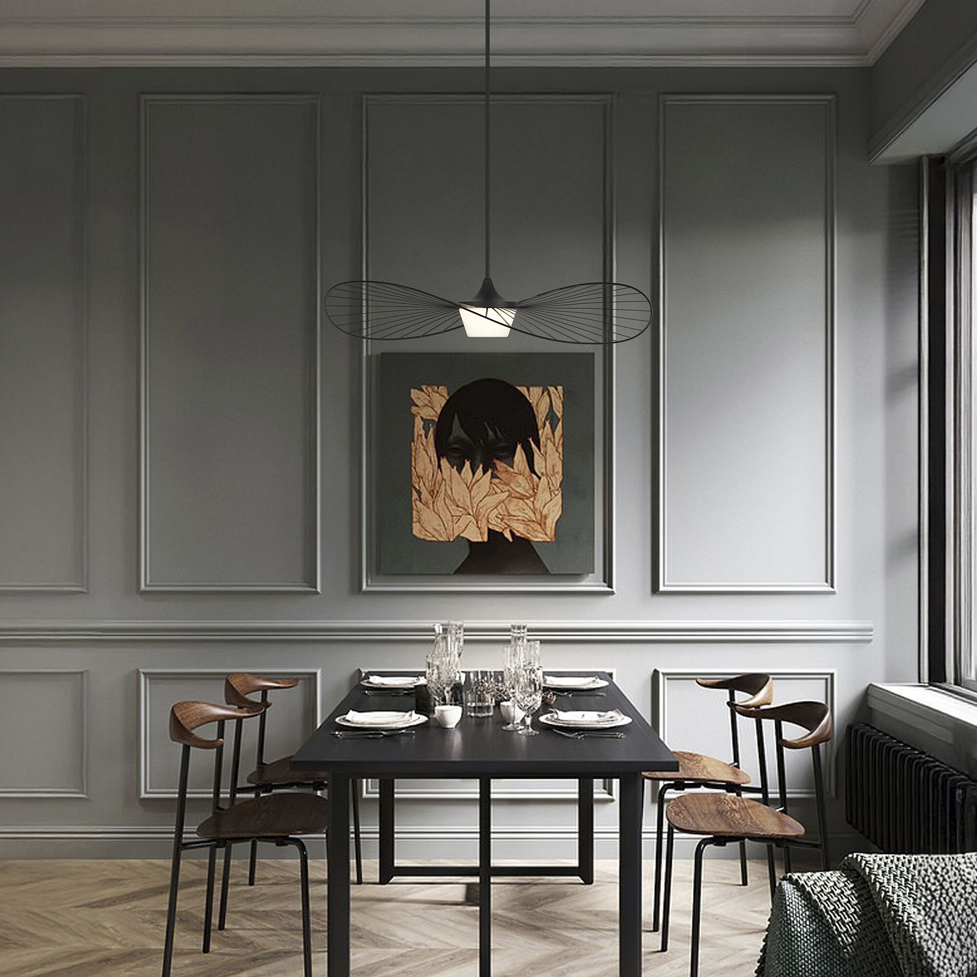 New Wave LED 44 inch Sand Black Outdoor Pendant